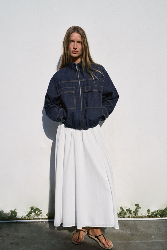 CAZADORA BOMBER DENIM CUELLO SUBIDO